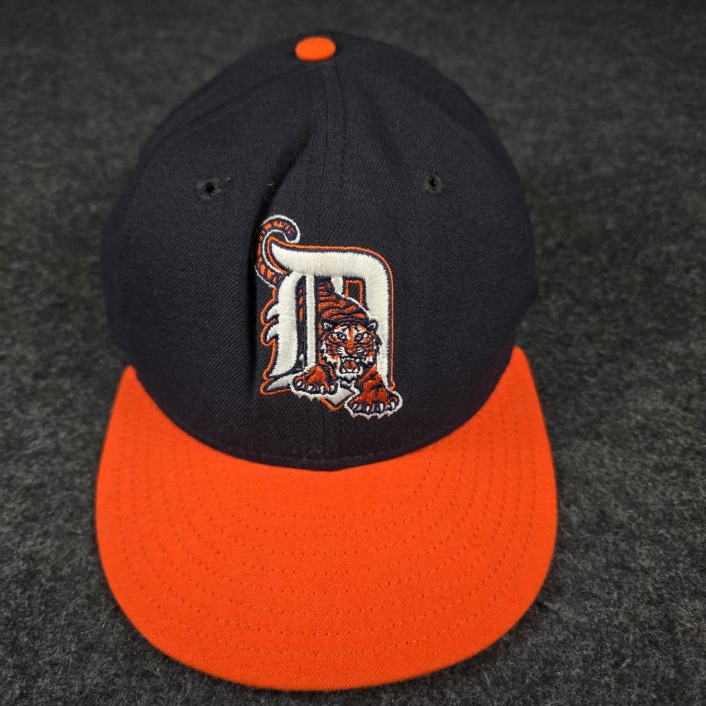 Vintage Detroit Tigers New Era 5950 Made in USA Fitted Hat 7 1/2 USA Wool